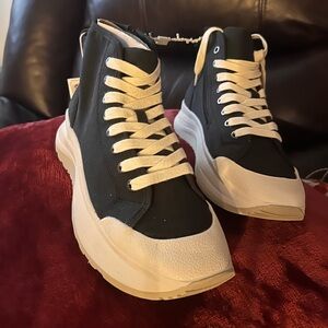 Zara Rick Owens style sneakers new size 5 big kids navy zip side for access